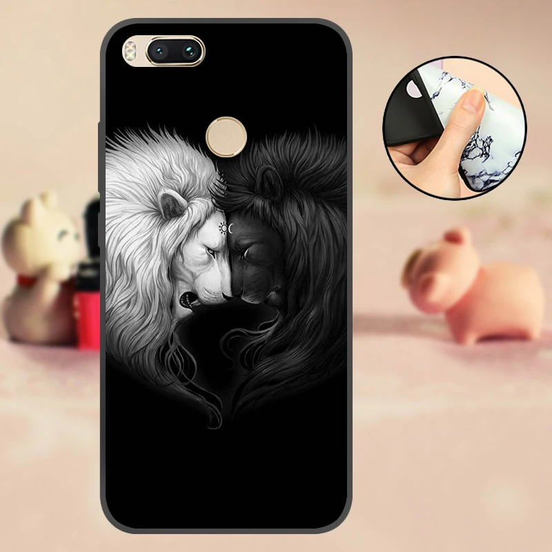For Mi A1 Phone Back Cover Xiaomi 5X Case Black MiA1 TPU Capa A 1 Mi5X Silicone Soft Flowers | Мобильные телефоны и