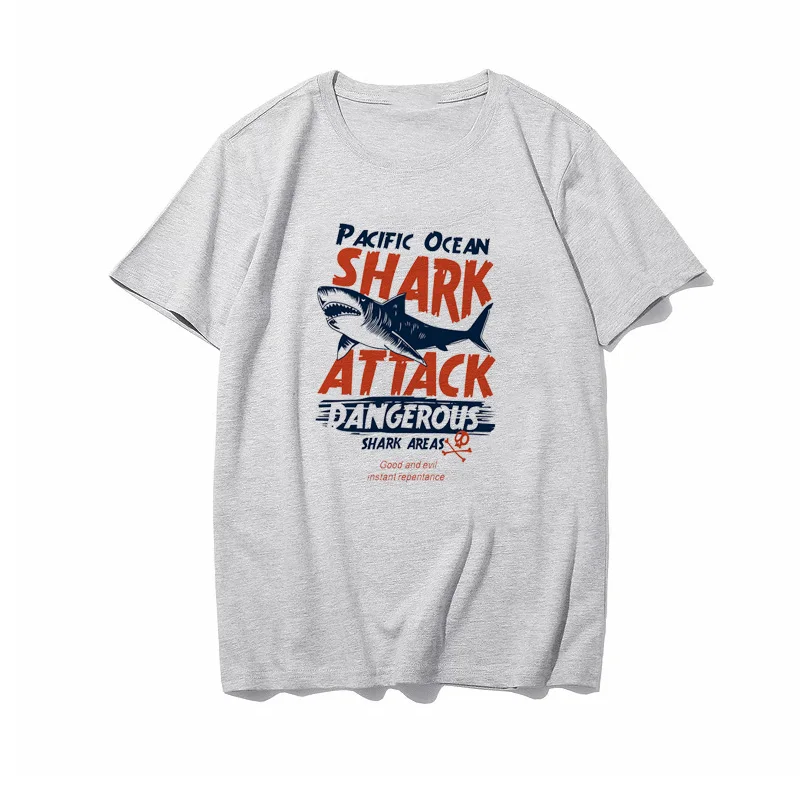 Большой shark attack Футболка с принтом модные Повседневное Фитнес Прохладный О