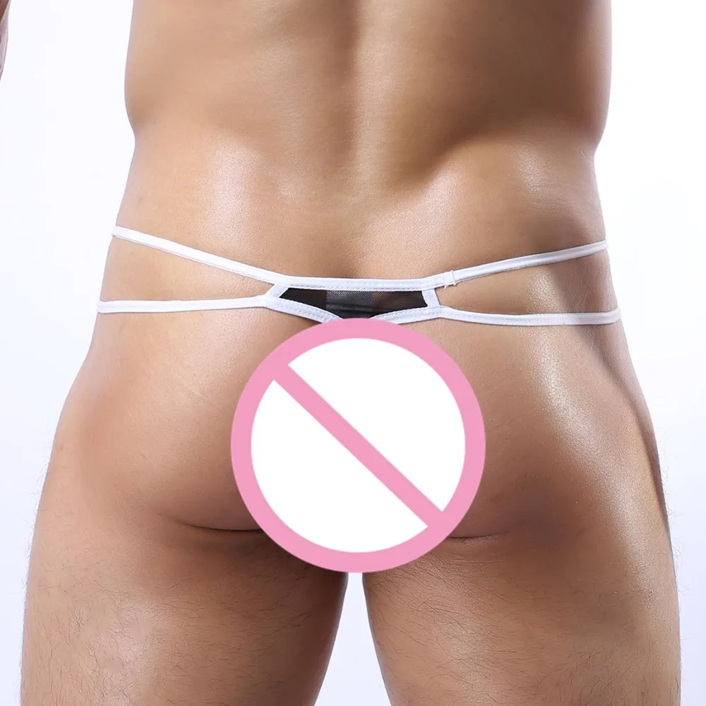 

Hot Brand Men Sexy Mesh Double Thong Men's Underwear Convex Crotch Fashion Panties G-Strings sexy thongs