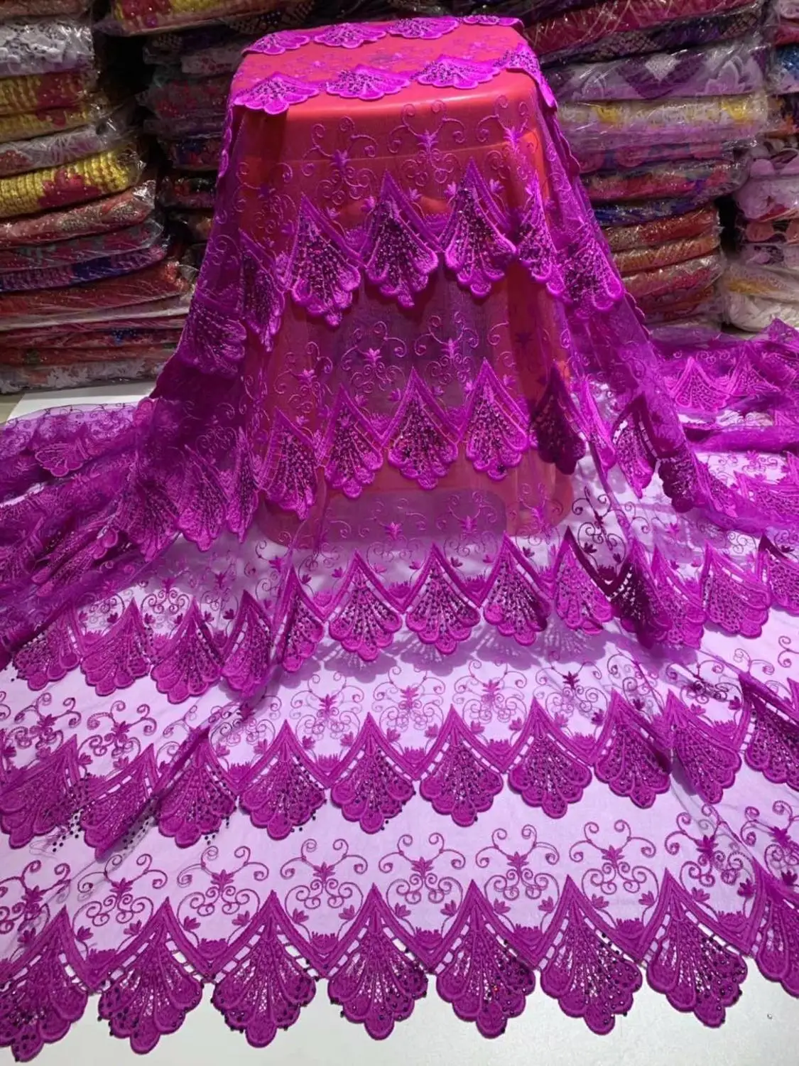 

2019 Latest French Nigerian Laces Fabric High Quality Tulle African Laces Fabric Wedding African French Tulle Lace