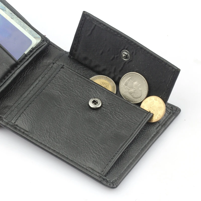 Мужской короткий кошелек из натуральной воловьей кожи модный брендовый бумажник