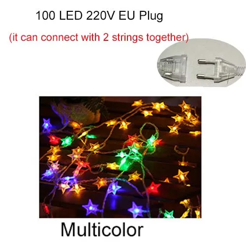 Multicolor 220V Szvfun звезда гирлянды светодиодные огни 6 м/10 м светодиодный сказочные гирлянды огни Батарея батарейках светодиодный гирлянды, свадьбы, рождества, украшение - Испускаемый цвет: Multicolor 220V