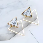 Новые треугольный каменный серьги геометрической формы, модные дизайнерские серьги в стиле панк для свадебной вечеринки, ювелирные изделия в подарок, оптовая продажа