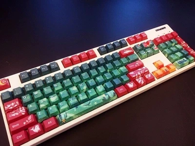 1 комплект 60/87/104 ключи море Стиль PBT сублимационный Шапки белая освещенная