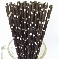 100pcs mixed colors white star printed black paper straws buy cheap baby shower party supplies paper drinking straws in bulk