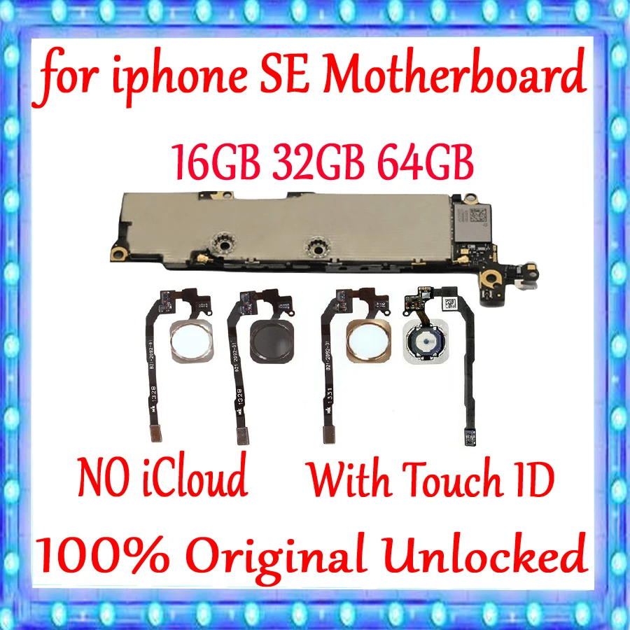 Заводская разблокированная материнская плата для iphone SE с сенсорным ID/без