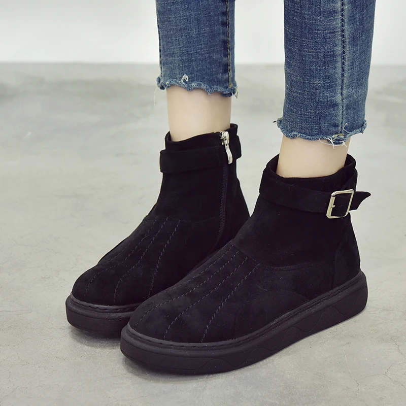 2018 новые зимние теплые плюшевые меховые туфли женские botas mujer feminina мотоциклетные