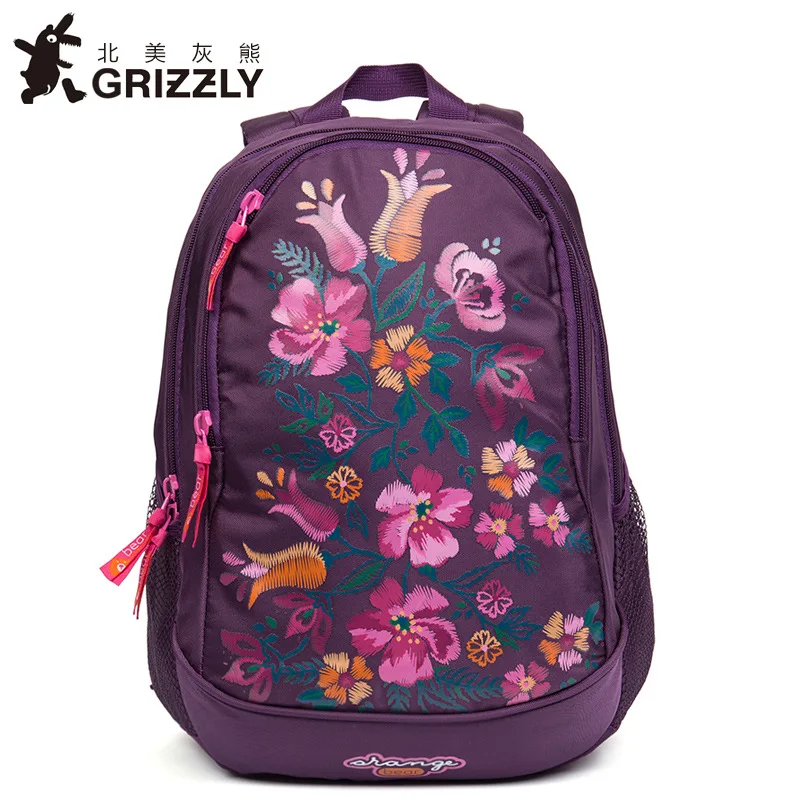 Школьная сумка GRIZZLY для начальной школы, ортопедический школьный рюкзак для девочек, водонепроницаемая сумка для начальной школы, дизайнерская сумка с принтом