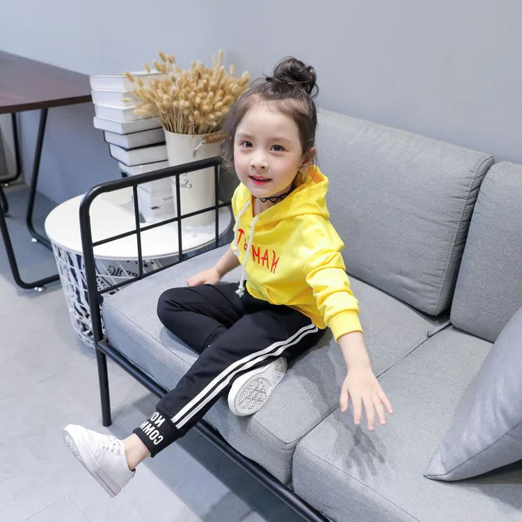 Для девочек передайте хлопок 2018 осенний костюм новая весенняя Детская спорт