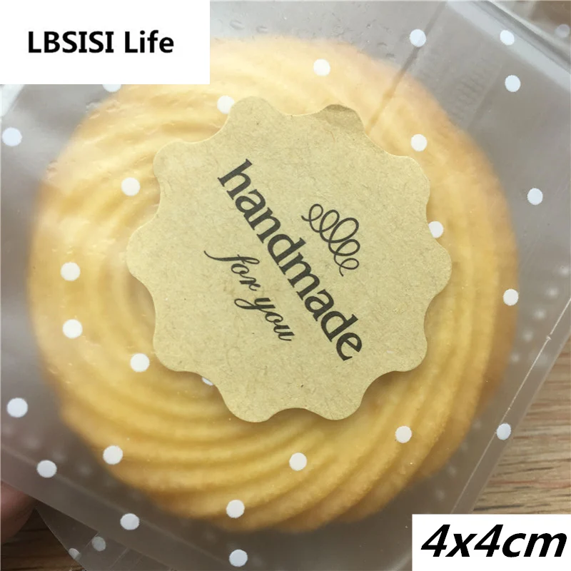 LBSISI Life 108 шт бумажные наклейки ручной работы для рождественских свадебных конфет, печенья, Упаковочная Сумка, коробка, декоративные аксессуары - Цвет: Kraft Hand Made