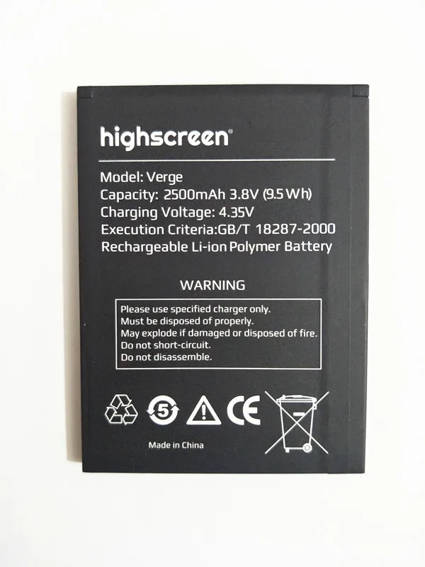 AZK Новый 3 8 V 2500mAh Verge Аккумулятор для Highscreen батарея сотового телефона + код