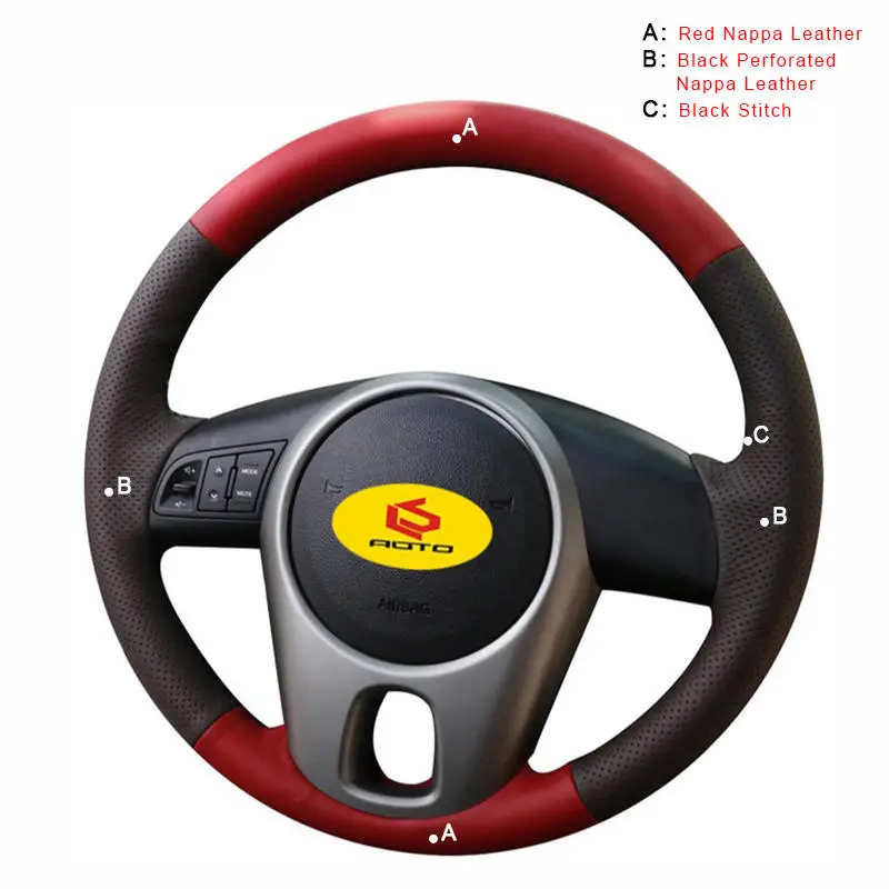 Авто оплетка на руль Крышка для Kia Forte 2009- Soul 2010-2013 Rio 2009-2011 ручная швейная чехол рулевого колеса автомобиля - Название цвета: Nappa Leather