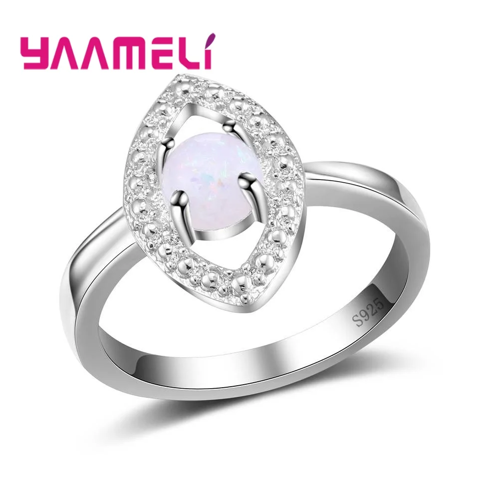 

Cheapest Price Best 925 Sterling Silver For Women Female High Quality Finger Rings Round Shape Opal Jewelry Present