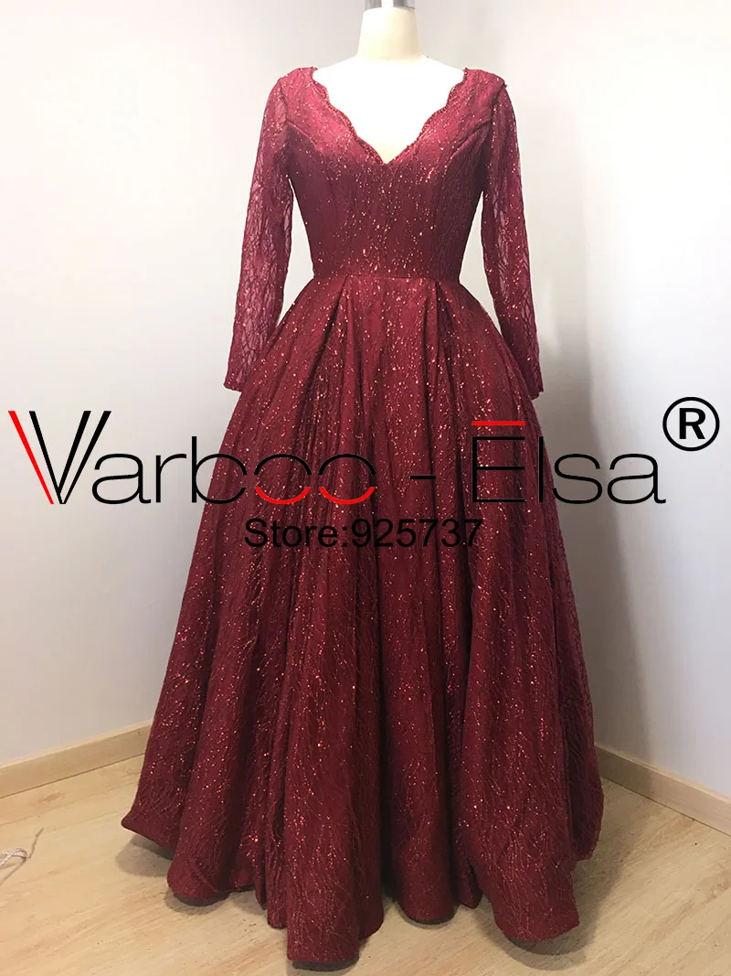Женское вечернее платье с блестками VARBOO_ELSA длинное трапеция v образным вырезом