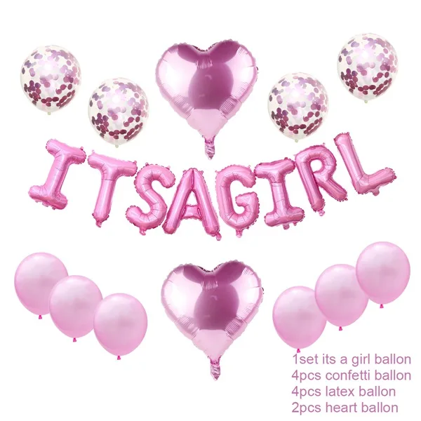 Pink girl ballon set LAPHIL 16 дюймов Baby Shower Фольга воздушные шары синий розовый его для мальчиков и девочек с надписью балон детское украшение для душа Пол раскрыть вечерние поставки - Цвет: Pink girl ballon set