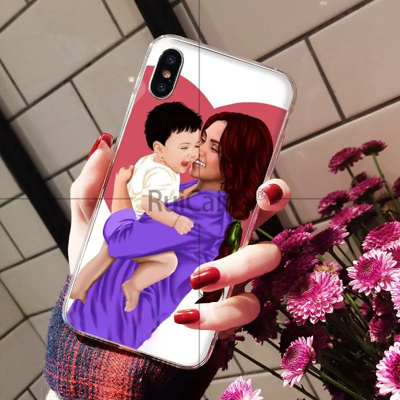 Ruicaica модные черные для мамы и дочки Coque в виде ракушки чехол телефона Apple iPhone 8 7 6 S
