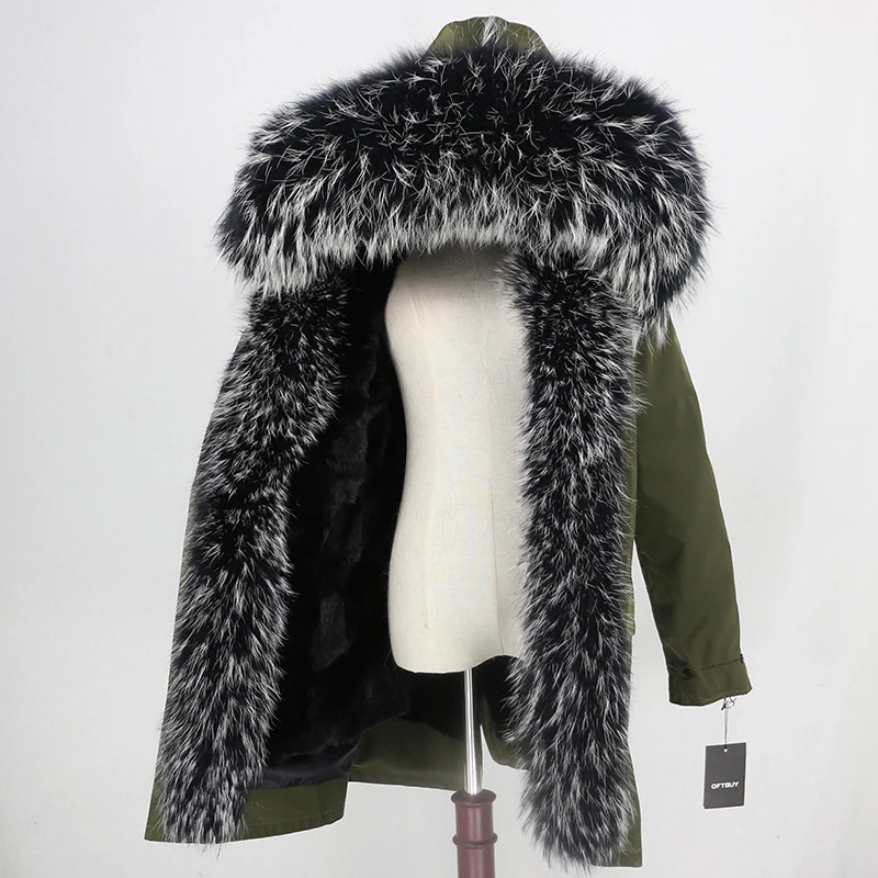 OFTBUY, водонепроницаемая длинная парка, верхняя одежда, настоящая норковая шуба, зимняя куртка для женщин, воротник из натурального меха енота, роскошная теплая уличная одежда