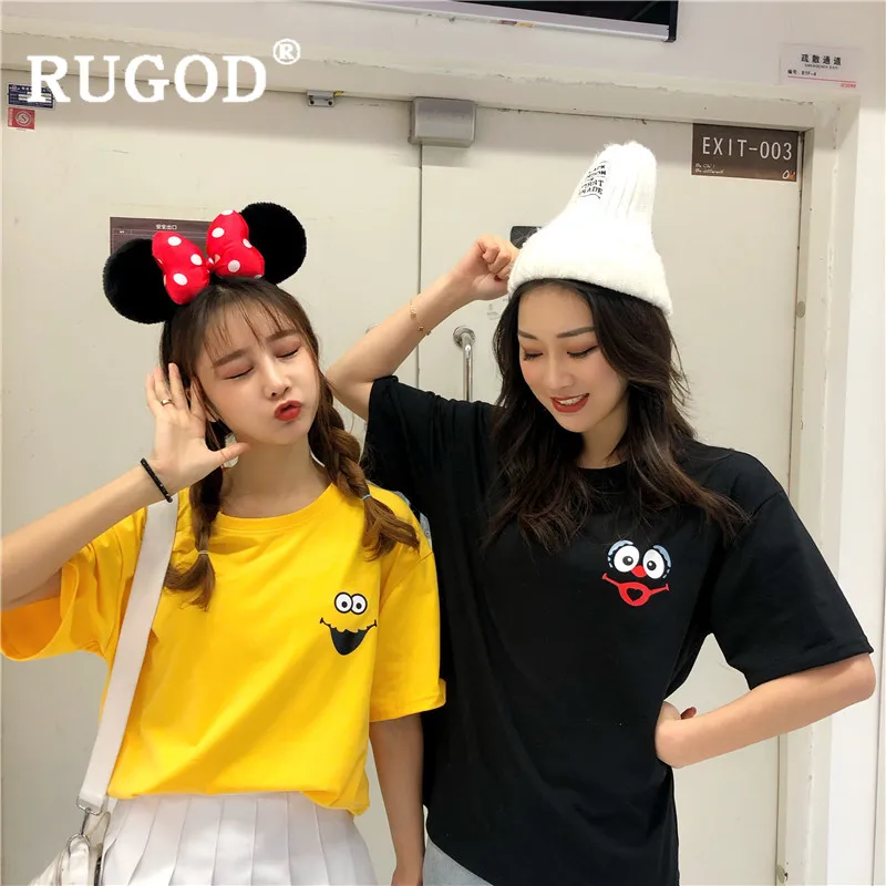 RUGOD новинка 2019 модная футболка с мультяшным гротеском свободная хлопковая