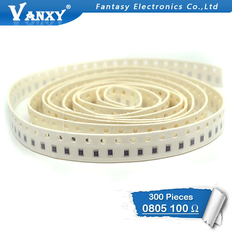 300 шт. 0805 SMD резистор 1% 100 Ом 1 Вт/8 Вт 100R 101 | Электронные компоненты и принадлежности