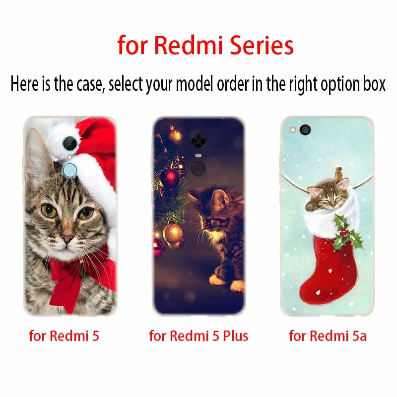 Силиконовый прозрачный чехол с рождественским котом для Xiaomi Redmi Note 10 9 8 7 6 5 Pro Max 9T 8T