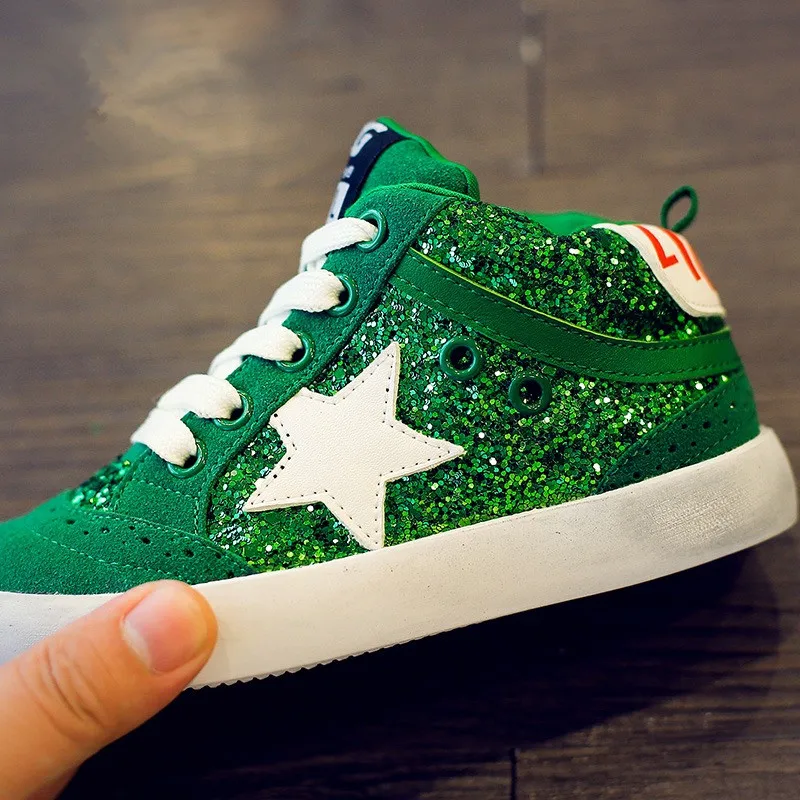 Блеск Дети Высокий Верх Мода Кроссовки 2016 Осень Мальчики Кожа Девушки