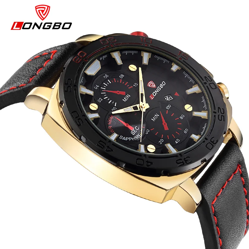 Новые спортивные мужские часы с большим циферблатом и кожаным ремешком военные