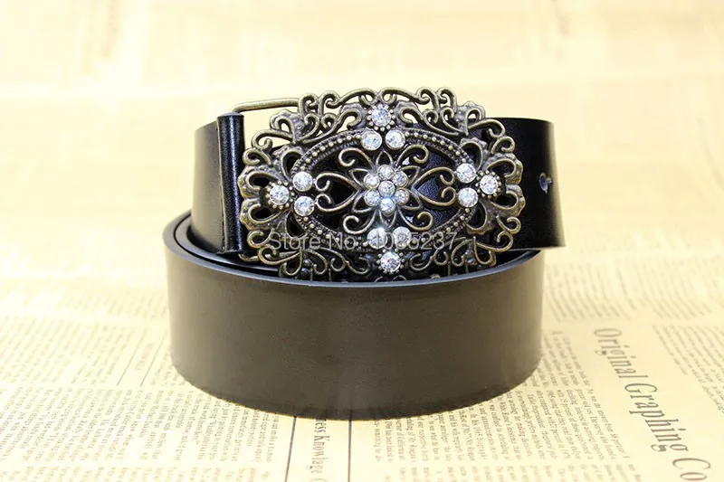 Женский широкий ремень со стразами кожаный в стиле ретро с жемчужинами пояс из