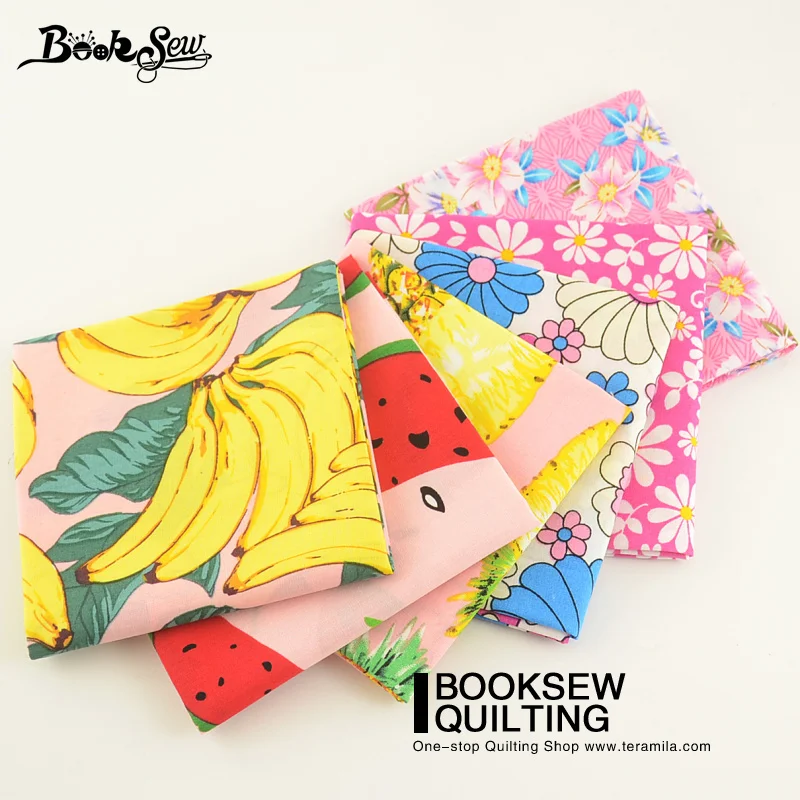 Booksew Cotton Poplin Patchwork Clothing Sewing Home Decoration Crafts Flower And Fruit Printed Precut Fabric Bundle 6 Pieces|fabric bundle|cotton