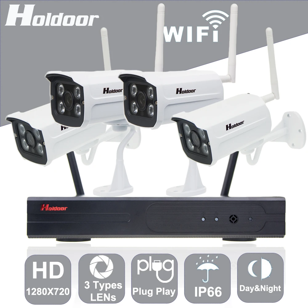 Holdoor 4CH камера с Wi-Fi 1080 P NVR безопасности Камера Системы 720 Cam P2P ONVIF IPC Plug &amp Play на