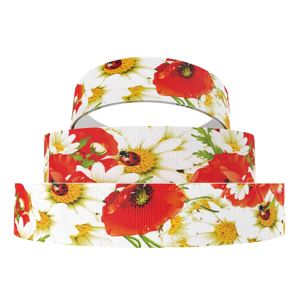 David accessories " 25 мм Цветок Полиэстеровая корсажная лента 50yds, материалы для ручных поделок, упаковка для свадебного подарка, 50Yc7123