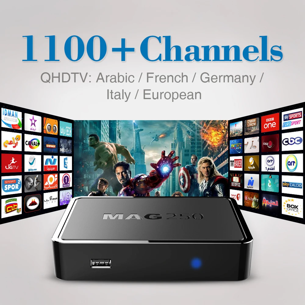 Mag 250 IPTV Декодер каналов кабельного телевидения без учетной записи Европейский iptv