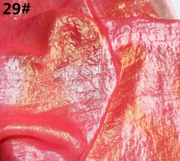29 Red Блестящая шифоновая ткань для косплея, золотое, серебряное, бронзовое, 30D тонкое, мягкое, Струящееся, бронзовое, волшебное платье своими руками - Цвет: 29 Red
