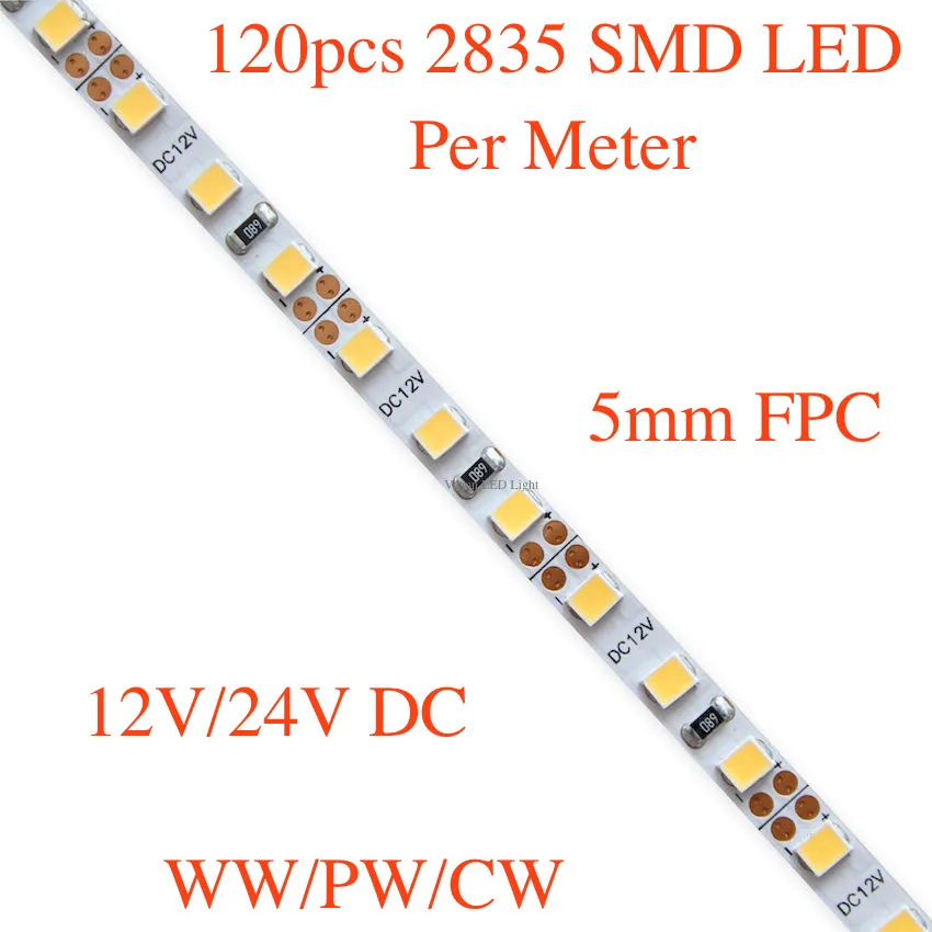 5 мм FPC тонкий гибкий светодиодный SMD светильник 120 шт. 3528/ 3014/ 2835 СВЕТОДИОДНЫЙ s на