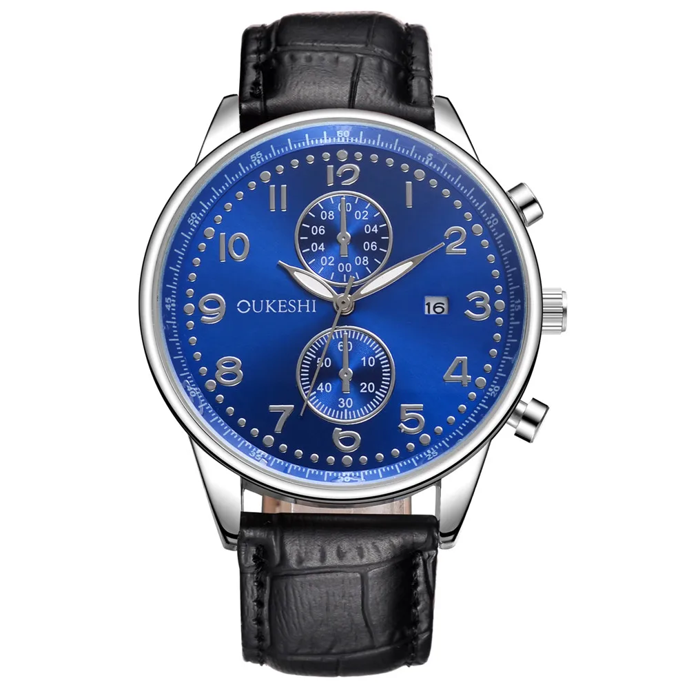 Brand OUKESHI Men Watch Classic Business Calendar Leather Quartz Wristwatches waterproof Clock watches Dress Relogio Masculino | Наручные