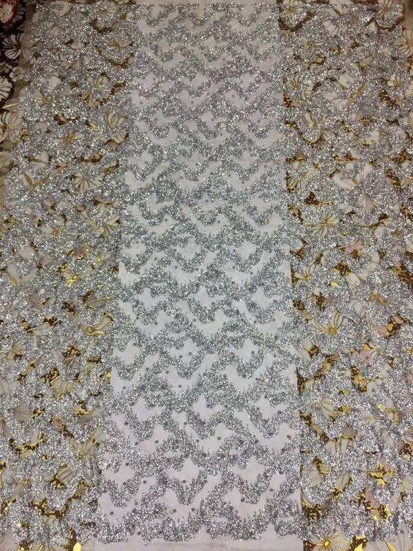 SU-D16106 Hot selling french net lace fabric with beads glued glitter fashion african tulle | Дом и сад