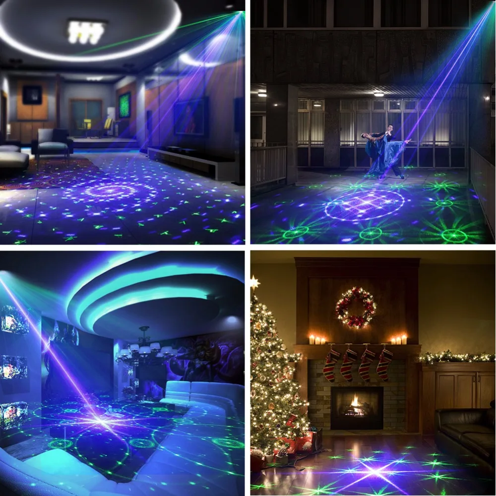 SUNY 24 GB Patterns Laser Light Blue LED Stage Sound Activated Gobo Projector Show for Club Bar DJ Disco Home Party(Z24GB) | Лампы и