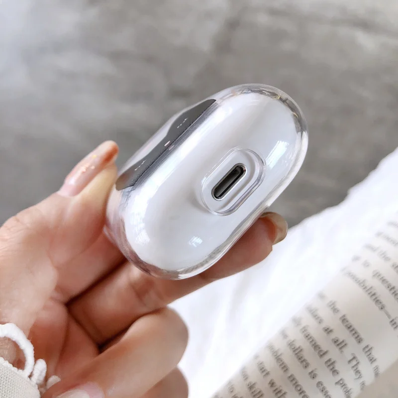 Прозрачные Жесткие ПК Чехлы для AirPods чехол милый мультфильм защитный Bluetooth