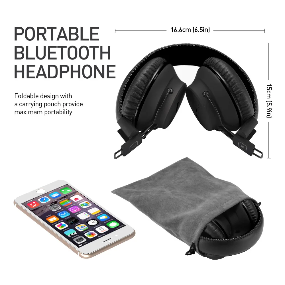 Оригинальные Mpow H1 беспроводные наушники Bluetooth 4,1 Гарнитура с шумоподавлением Heasphone мягкие вкладыши с сумкой для переноски для ПК ТВ MP3