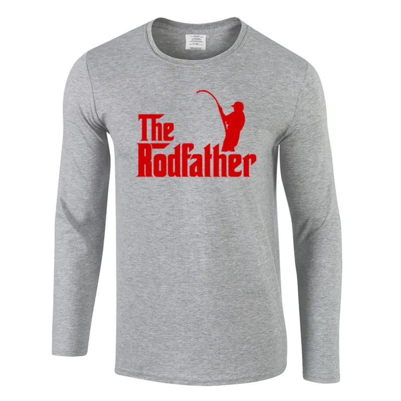 

autumn the Fishing rodfather Men's Casual T-Shirt high quality Print T Shirt long Sleeve O-Neck Streetwear Tees Hip Hop Tops