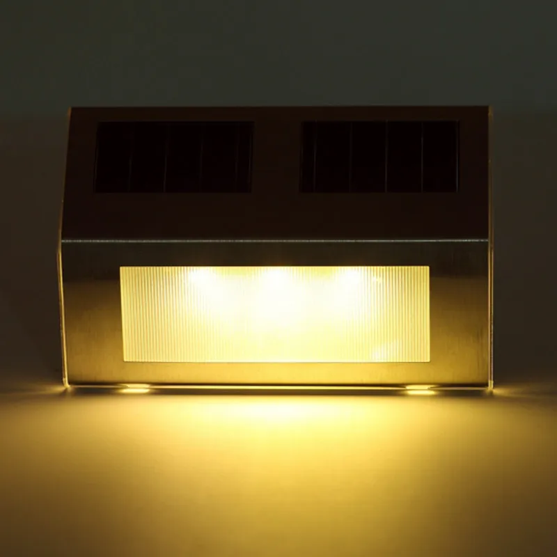 Yellow T-SUNRISE Красочный светодиодный Солнечный свет из нержавеющей стали огни Сад Путь многоступенчатый светильник водонепроницаемый солнечный уличный фонарь настенный светильник - Испускаемый цвет: Yellow