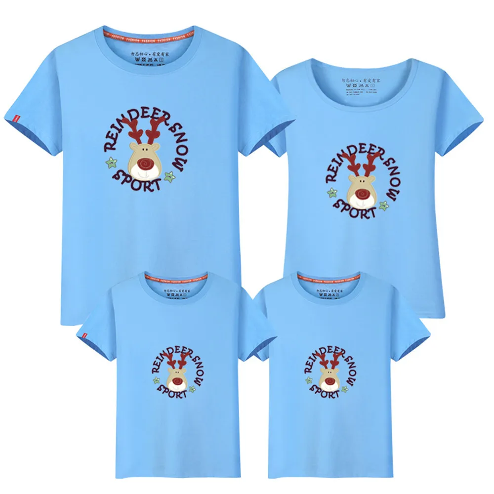 1 piece 95% Cotton T-shirts Sport Deer family clothing sets boyfriends girlfriend outfit matching T-shirt Large Size 5XL | Мать и ребенок