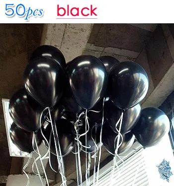 50pcs black 50 шт., украшения для дня рождения, Детские шары, 10 дюймов, 1,5 г, латексные шары, розовые, золотые, жемчужные, для свадебной вечеринки, воздушные шары, украшения - Цвет: 50pcs black