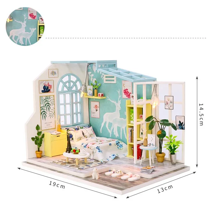 Рождество Дети Diy Кукольный дом собирать деревянные Miniaturas кукольный дом мебель миниатюрный кукольный домик головоломка обучающая игрушка