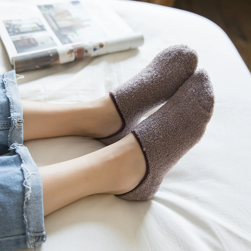 Эластичные домашние толстые теплые носки-тапочки женские мягкие флисовые Носки