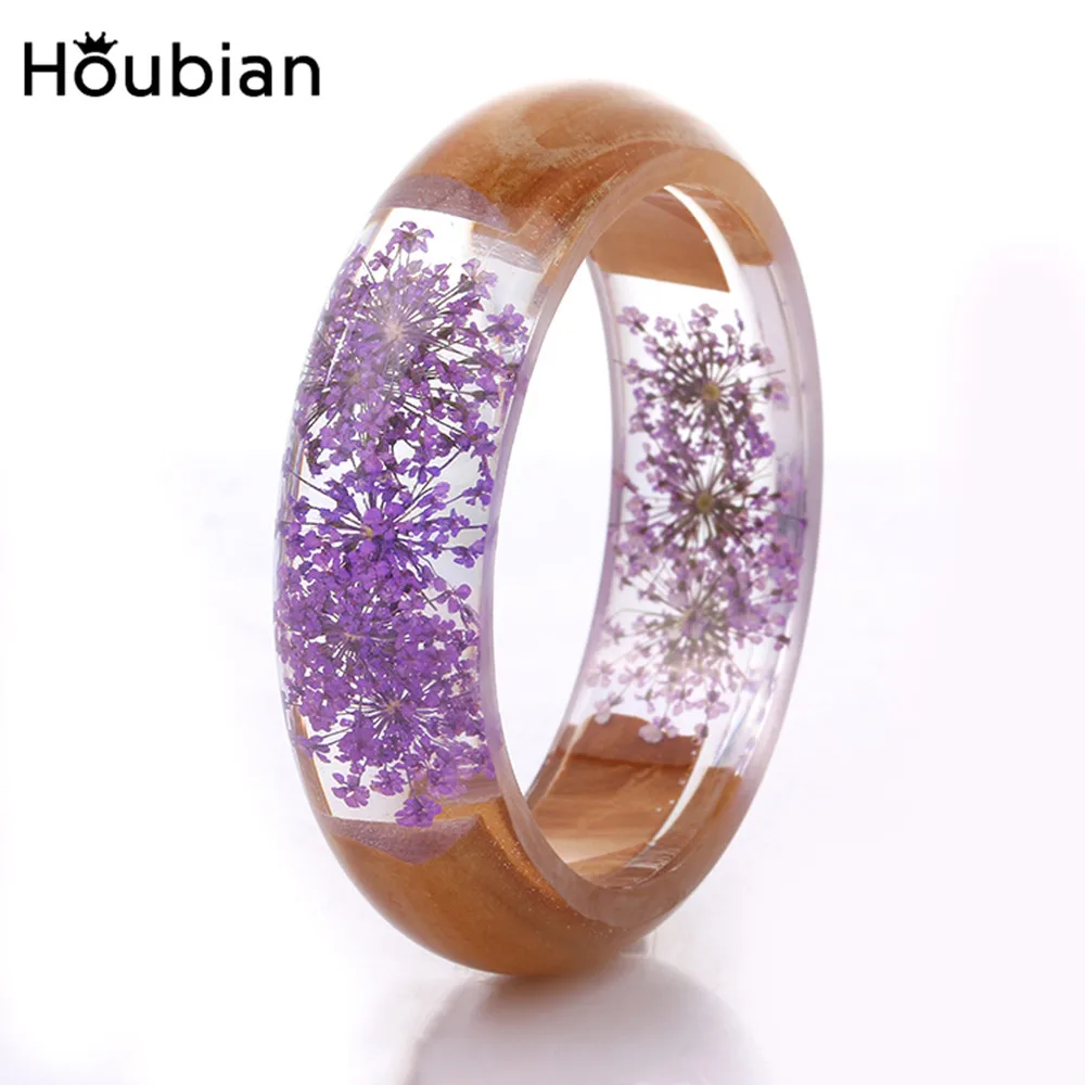 Houbian Purple Dried Flower Bracelet Women'S Wooden Resin for Party | Украшения и аксессуары