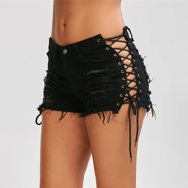 2019 летние женские сексуальные джинсовые шорты черные синие с высокой талией