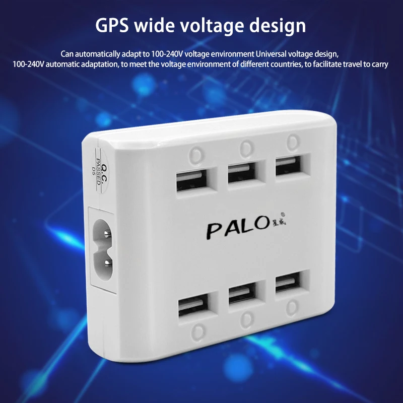 PALO EU US AU UK высокое Скорость 6 Порты и разъёмы Универсальный Micro USB Зарядное устройство настенный USB переходник для мобильного телефона для зарядки