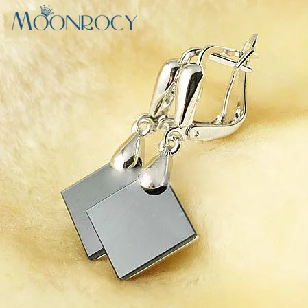 Серьги MOONROCY цвета розового золота с кристаллами черные серьги Прямая поставка