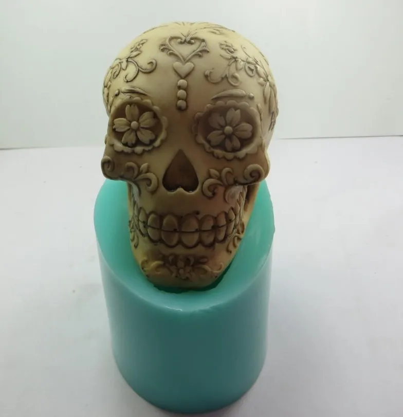 QT0001 силиконовая форма с сердцем и цветами глаза Череп для мыла 3d свечей ручной