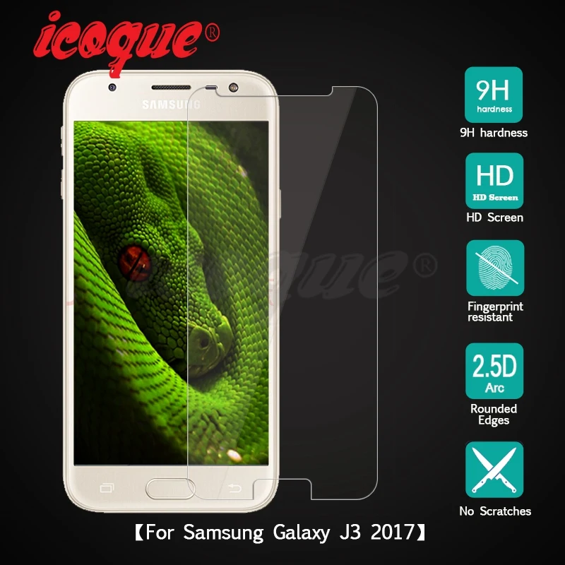 Закаленное стекло Icoque 9H 2.5D для Samsung Galaxy J3 2017 стеклянная пленка премиум класса